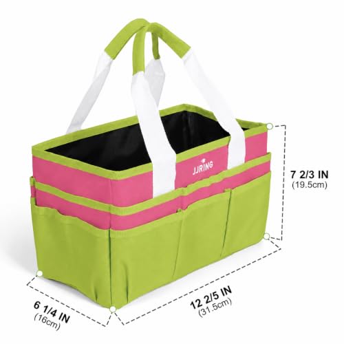 JJRING Craft Organizer Tote Bag Art Storage Caddy Bright Green and Red - color: Bright Green&Red, size: Small