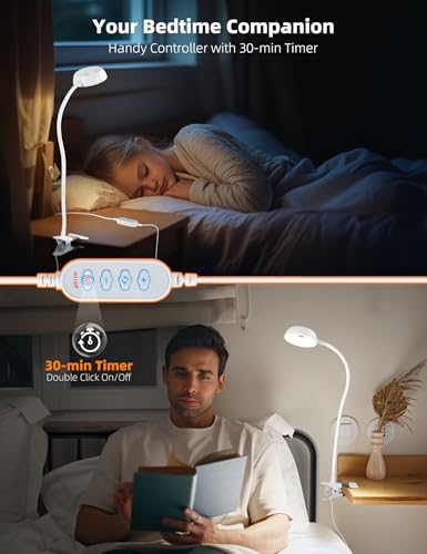 Clip on Light, LED Reading Light for Beds Headboards,5 Color Modes Dimmable