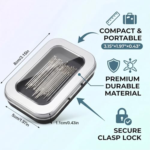 shuielai Magnetic Needle Holder Case, Clear Acrylic Lid Strong Magnet Pin Storage Organizer, Secure Portable Needle Keeper for Sewing Quilting Crafts Bobby Pins Paper Clips (Black)