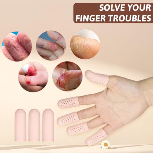 12 Pcs Gel Finger Cots with Air Holes, Breathable Silicone Finger Protector