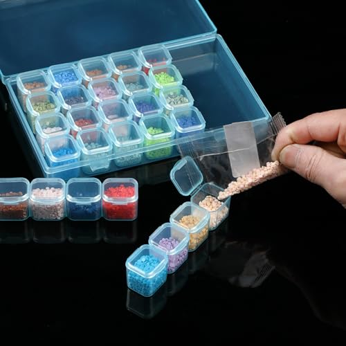 Mr. Pen- Bead Storage Containers, 28 Grids, 2 Pack, Transparent Blue - color: Transparent Blue, size: 2 Pack-56 Pcs(6.8"x4.4"x1")