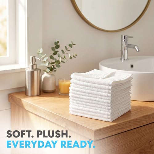 Simpli-Magic Cotton Washcloths White, 40 Pack, Size: 12”x12” - style: Washcloths