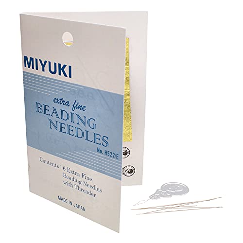 Miyuki Extra-Fine Beading Needles – 6 Pack, Assorted Sizes, 0.4mm Diameter – Needle Threader Included – Made in Japan – Use with Delica Beads for Jewelry Making and Other Seed Bead Projects - size: 42mm, 48mm, 55mm