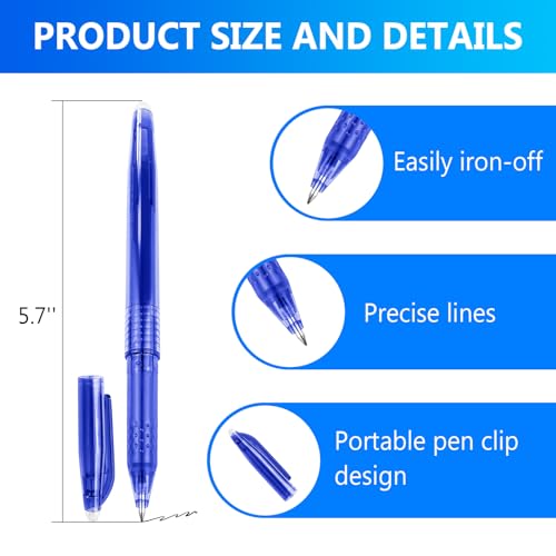 12pcs Heat Erasable Pens for Fabric Marking - Quilting, Sewing, DIY Dressmaking, Tailors Chalk