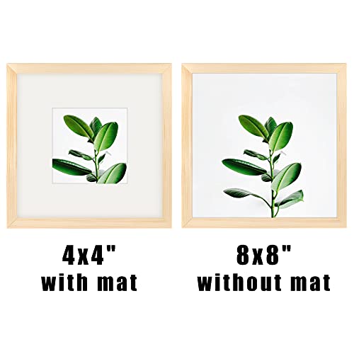 WUTL 8x8 Picture Frames Solid Wood 4x4 Square Frame with Mat Grain 6 Pack - color: Grain, size: 8x8