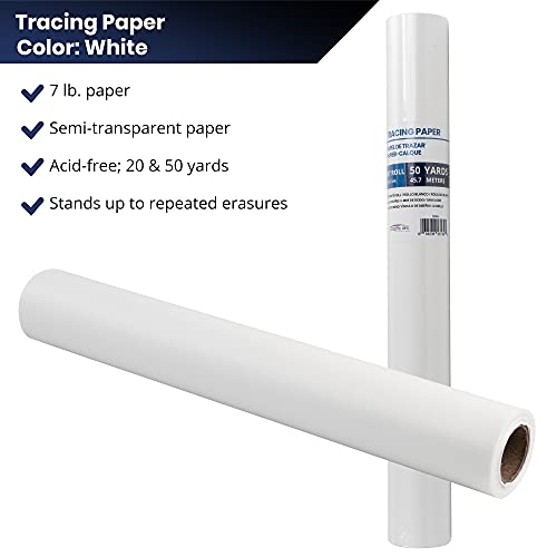 Pacific Arc Tracing Paper Roll, White, 12 Inch X 50 Yard Roll - color: White, size: 12 Inch x 50 Yard