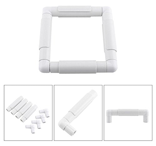 Square Embroidery Hoop - Plastic Cross Stitch Frame, White, 8x8 inches - size: 8x8 inches