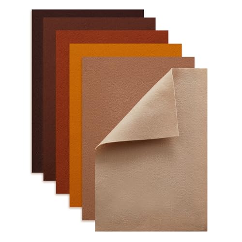 HaoFeiJH Felt Sheets - 6PCS Soft Felt Squares (8x12 A4), 1.5mm Thick, Ideal for Sewing, Patchwork, Decoration, Embroidering, DIY Craft - color: Multi Colorde-10