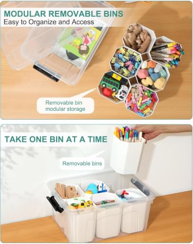 NUMIFUN 17QT Clear Storage Bins with Lids & Dividers for Crafts - color: Clear Black
