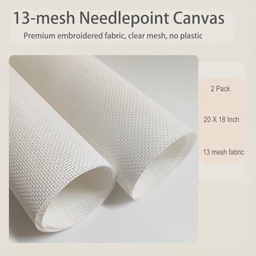2 Pack Needlepoint Canvas 13 Mesh - 20x18 Inch Embroidery Canvas