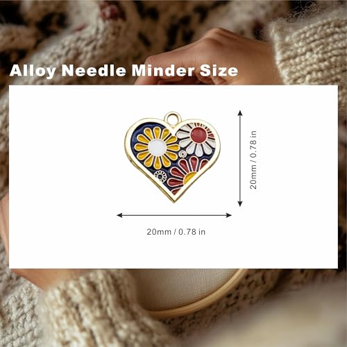 2 Pieces Love Flower Needle Minder Magnetic Needle Keeper for Cross Stitch Embroidery Sewing Needle and Pin Holders - color: black，white