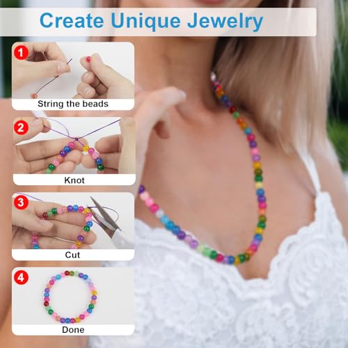 XSEINO About 7200PCS 6mm Glass Beads Bracelet Making Kit,144 Assorted Designs Special Color Series Crystal Floral Pearl Crack Ink Dual Colorful Beads for Bracelet and DIY Crafts and Jewelry Making - color: All 6 Series