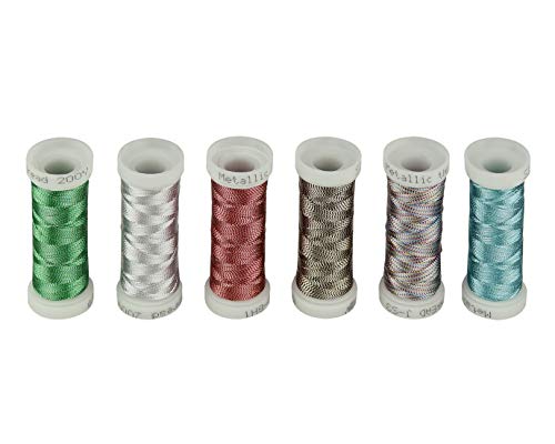 Metallic Embroidery Thread 200 Yards Each for French Embroidery or Machine Embroidery for Janome Brother Pfaff Babylock Singer Bernina Husqvaran and Most Home Embroidery Sewing Machines (6 Colors #2) - color: 6 Colors #2