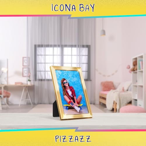 Icona Bay 4x6 Picture Frame, Gold Solid Wood Scandinavian Style Frame for Photo, Pizzazz Collection - color: Gold, size: 4x6