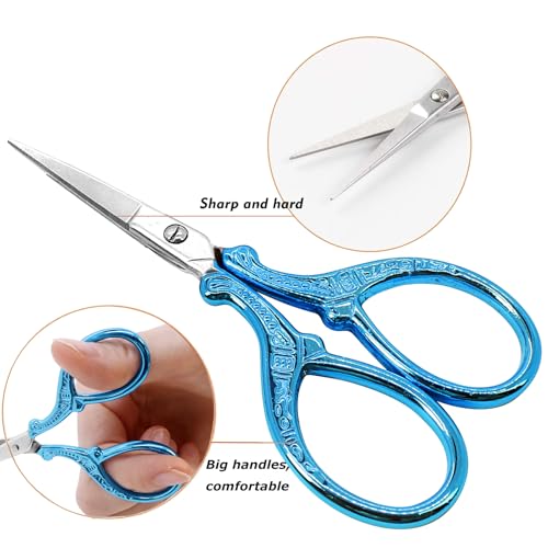 Small Thread Scissors 3.6 inch Stainless Steel Classic Scissors - color: Dark Blue