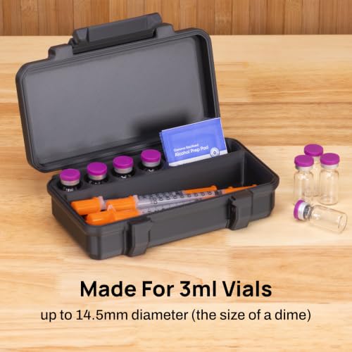 Peptide Case with 4 3ml Vial Slots, Syringe and Skin Wipe Compartments