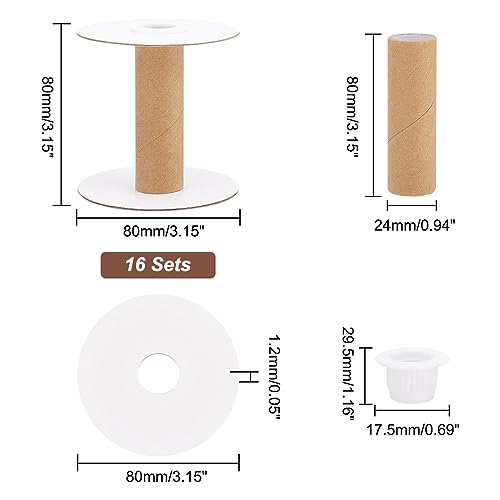 PH PandaHall 16 Sets Empty Paper Thread Spools, Wire Weaving Bobbins Paper Sewing Spools Removable Empty Wire Spools for Yarn Cord Chain Embroidery Sewing DIY Arts Crafts, 80mm/3.15" - size: 80mm/3.15"