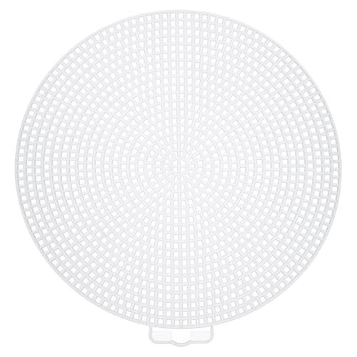 MECCANIXITY 5pcs 6" Plastic Mesh Canvas Sheet 13 Count Round Needlepoint Blank Canvas for Embroidery Knit Crochet Acrylic Yarn Crafting, White - size: 6"