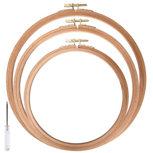 Caydo 3 Pieces Beech Wood Embroidery Hoops Set, 7 Inch to 9 Inch - style: 7-9 Inch