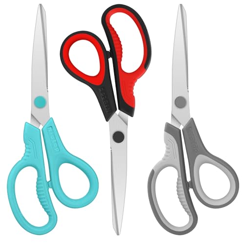 Scissors, Niutop 8" All Purpose Scissors Heavy Duty Ergonomic Comfort Grip Craft Shears Sharp Scissors for Office Home Household Sewing High/Middle School Students Teacher Art Craft DIY Supplies - color: Black/Grey/Aqua