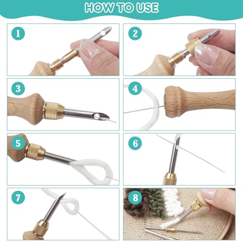 30Pcs Punch Needle Kit - Complete for Needle Punching - Includes 11 Different Size Punch Needle Tools,Perfect for DIY Craft Decoration&Gift