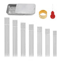 35 PCS Stainless Steel Sewing Needles Set, Large Eye Sharp Hand Sewing Needles in 7 Sizes, Leather Sewing Needles with 2 Needle Threaders and Metal Storage Case for Sewing, Craft and Embroidery