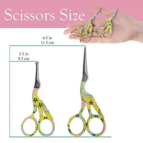 Stork Bird Rounded Safety Tip Embroidery Craft Stainless Steel Crane Scissors - Yellow - 6 Pairs - color: Yellow, size: 6 Pairs
