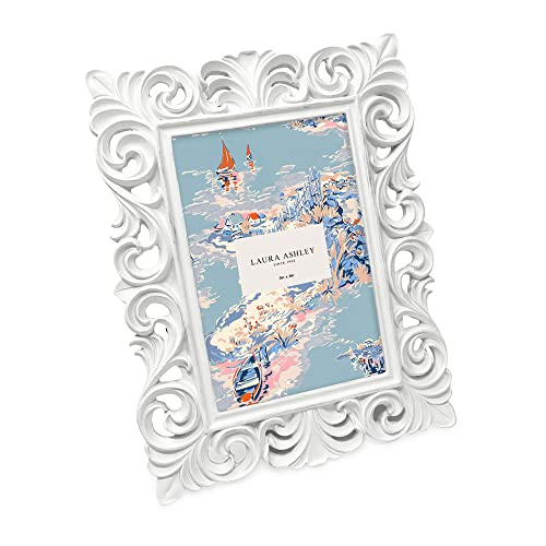 Laura Ashley 4x6 White Vintage Inspired Resin Scroll Design Picture Frame - color: White, size: 4x6