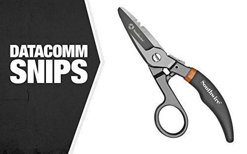 Southwire Pro Datacomm Snips - Engineered for Precision & Control - Spring-Loaded Blade - Double-Dipped Textured Grip - Serrated Cutting Edge