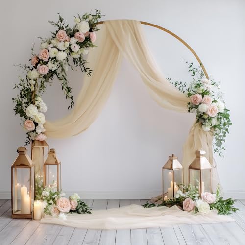 Wedding Arch Draping Fabric 1 Panel Champagne Sheer Backdrop Drapes - color: Champagne, size: 1 Panel