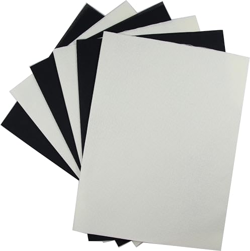 KCS 4/6 pc of 12" x 18"(30cmx45cm) 18CT Counted Cotton Aida Cloth Cross Stitch Fabric (6 pc, Antique White+Black) - color: Antique White+black, size: 6 pc