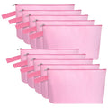 10 Pieces Cotton Canvas Makeup Bag with Bottom and Strap, Multi-Purpose Cosmetic Bag with Zipper Travel Toiletry Pouch, Blank DIY Craft Bag Pencil Bag (Pink, M) (MN-WB07) - color: Pink, size: M