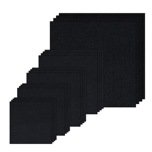 20 PCS Linen Black Embroidery Fabric Pre-Cut Solid Color - color: Black 20 Pcs