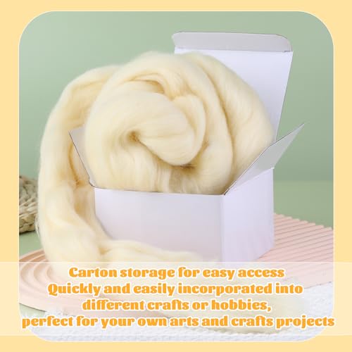 3.53oz Needle Felting Wool Roving Wool for Felting Wool Felting Supplies - color: apricot white