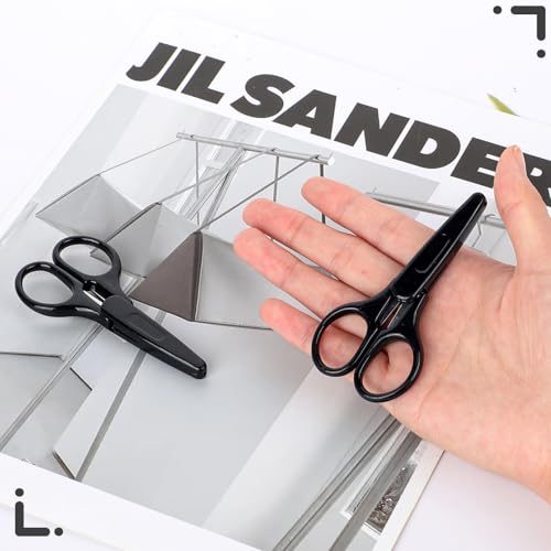 2Pcs All Purpose Craft Scissors Stainless Steel with Protective Cover Mini Detail Craft, Precision Straight Fine Tips Design for Paper Cutting, Scrapbooking - color: Black