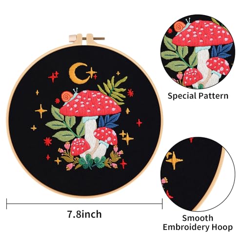 Nuberlic Mushroom Embroidery Kits for Beginner Adults - color: Kit 3