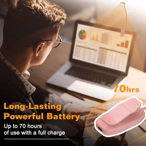 KTEBO 2 Pack Rechargeable Book Light Clip-On Reading Light for Books in Bed - color: Black & Pink