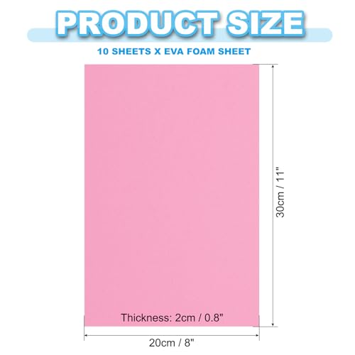 PATIKIL EVA Foam Sheet 10Pcs 12x8 Inch 2mm Thick Pink - color: Pink