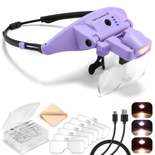 Dilzekui Magnifying Glass with Light 1X-4X Rechargeable (Purple) - color: Purple
