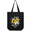 KABAKE Canvas Tote Bag Embroidery Silk Ribbon Kit for Beginners, Arts and DIY Crafts Starter Kit, Includes Stamped Bag, Threads, Tools (Black with Sunflower) - color: Black Bag with Sunflower
