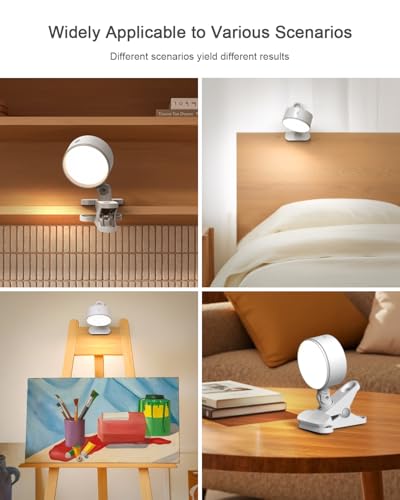 Clip on Light 5000mAh Rechargeable Battery, Clamp Reading Light for Bed - color: White