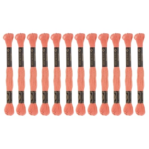 HARFINGTON 12 Skeins Embroidery Floss 8m Each Egyptian Long Fiber Cotton Cross Stitch Thread 26S/2x6 for Embroidery Projects Bracelet, Apricot - color: Apricot
