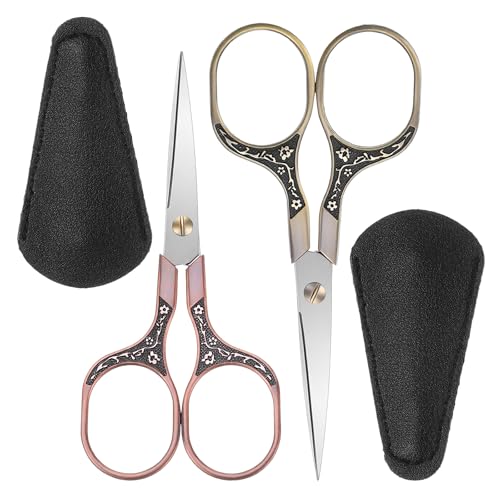 LXUEJIE 2 Pcs Embroidery Scissors, Small Sharp Scissors with Cover