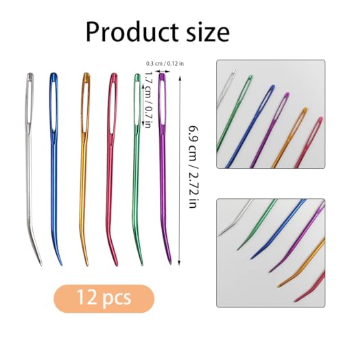 12 Pcs Large Big Eye Weaving Needles, Tapestry Needles Bent Kit