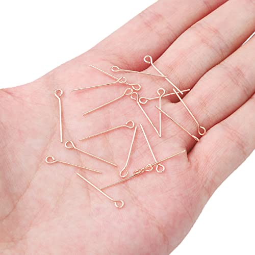 BEADIA Rose Gold Plated Open Eye Pins Non Tarnish 20mm 200pcs for Jewelry Making Findings - color: Open Eye Pins Rose Gold, size: 20x0.7mm