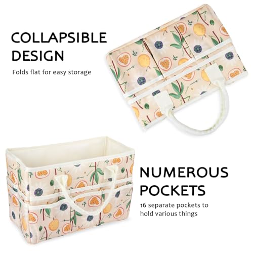 Craft Organizer Tote Bag with Multiple Pockets,Scrapbooking Art Storage - color: orange fig