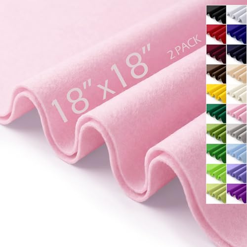 Light Pink Felt Fabric Sheets 18" x 18" (2 Pack) 1.6mm Soft Craft Felt - color: Light Pink