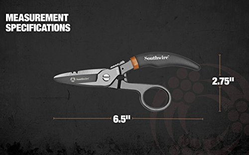 Southwire Pro Datacomm Snips - Engineered for Precision & Control - Spring-Loaded Blade - Double-Dipped Textured Grip - Serrated Cutting Edge