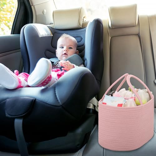 COMSE Baby Diaper Caddy Organizer for Girls, Cotton Rope, Dusty Pink - color: Dusty Pink, size: Regular