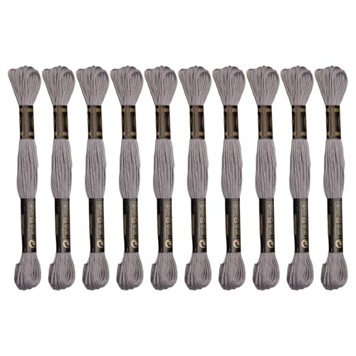 12 Skeins Embroidery Cotton Floss of 9yds for DIY Embroidery, Grey - color: Deep Grey